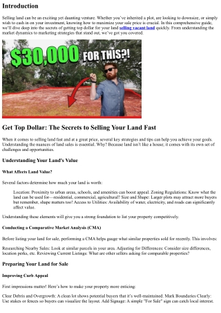 Get Top Dollar: The Secrets to Selling Your Land Fast