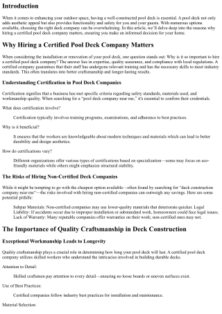 “Why Hiring a Certified Pool Deck Company Matters”