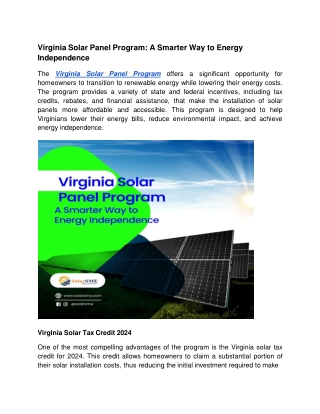 Virginia Solar Panel Program