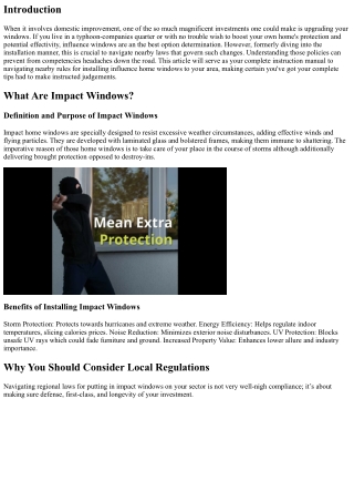 Navigating Local Regulations for Installing Impact Windows in Your Area