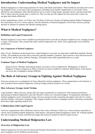 The Role of Advocacy Groups in Fighting Against Medical Negligence