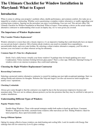 The Ultimate Checklist for Window Installation in Maryland What to Expect
