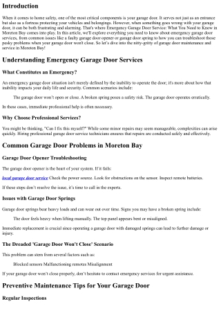 Emergency Garage Door Service: What You Need to Know in Moreton Bay