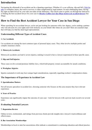 How to Find the Best Accident Lawyer for Your Case in San Diego