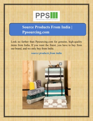 Source Products From India | Ppsourcing.com