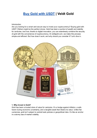 Buy Gold with USDT (Tether) | Veldt Gold