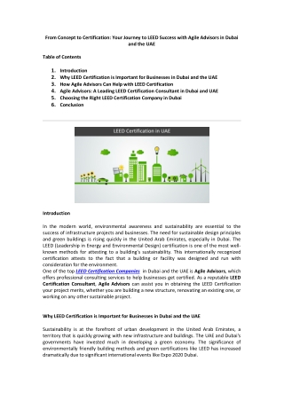 From Concept to Certification: Your Journey to LEED Success with Agile Advisors