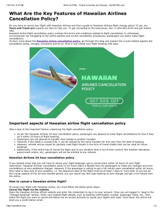 Hawaiian Airlines Cancellation Policy | Tours N Travel Pro