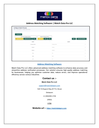 Address Matching Software | Match Data Pro LLC