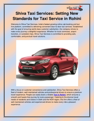 Taxi in Rohini