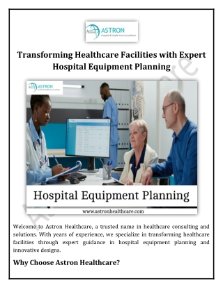 Transforming Healthcare Facilities with Expert Hospital Equipment Planning