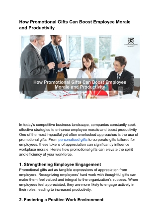 How Promotional Gifts Can Boost Employee Morale and Productivity