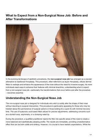 What to Expect from a Non-Surgical Nose Job Before and After Transformations