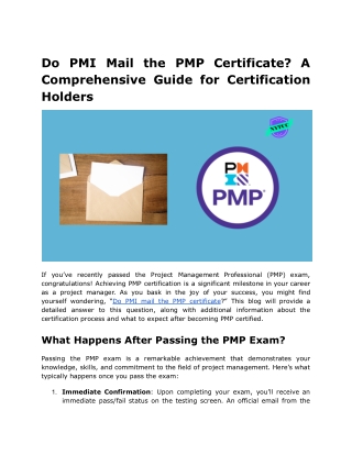 Do PMI Mail the PMP Certificate