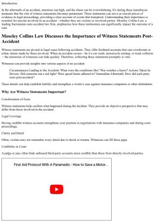 “Moseley Collins Law Discusses the Importance of Witness Statements Post-Acciden