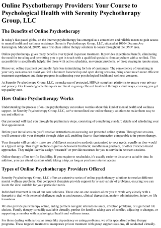 Serenity Psychotherapy Group