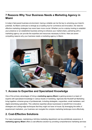 7 Reasons Why Your Business Needs a Marketing Agency in Miami