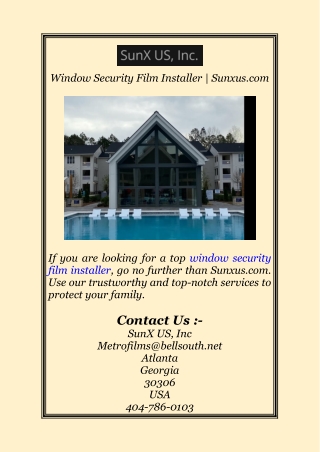 Window Security Film Installer  Sunxus.com