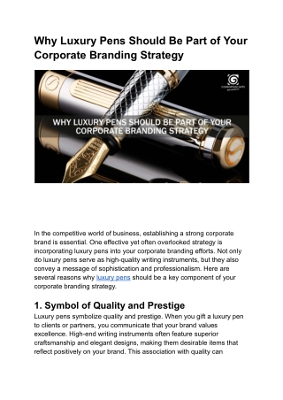 Why Luxury Pens Should Be Part of Your Corporate Branding Strategy