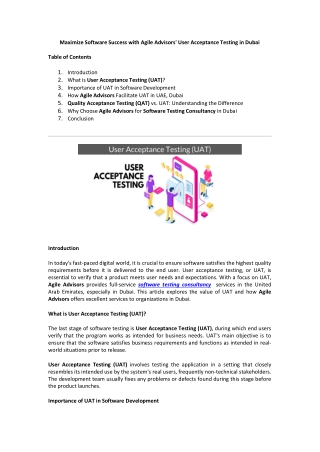 Maximize Software Success with Agile Advisors' User Acceptance Testing in Dubai