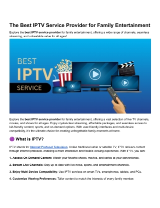 The Best IPTV Service Provider for Family Entertainment