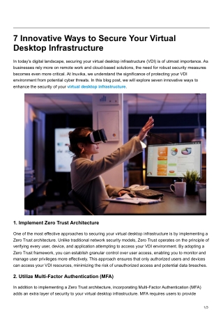 7 Innovative Ways to Secure Your Virtual Desktop Infrastructure