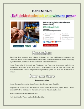 EuP elektrotechnisch unterwiesene person