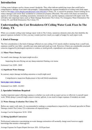 Understanding the Expense Breakdown Of Ceiling Water Leakage Repair works In THe