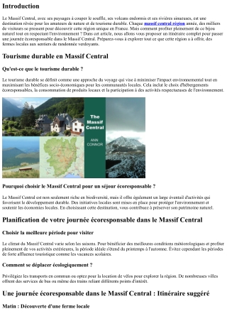 **Une journée écoresponsable dans le Massif Central : Itinéraire suggéré**