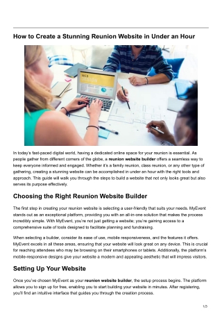 How to Create a Stunning Reunion Website in Under an Hour