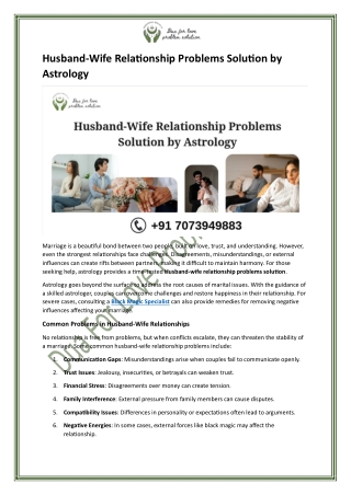 Husband-Wife Relationship Problems Solution by Astrology