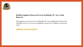 Reliable Appliance Removal Services in Raleigh, NC  Jay's Junk Removal