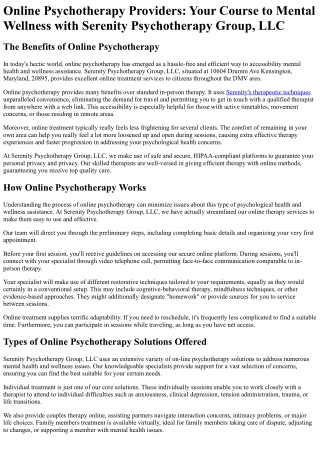 Serenity Psychotherapy Group