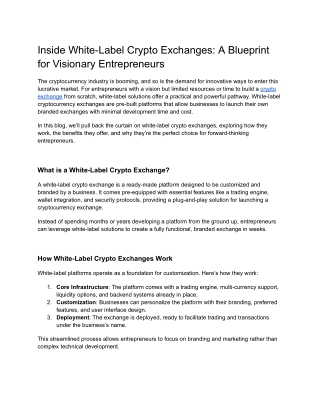 Inside White-Label Crypto Exchanges_ A Blueprint for Visionary Entrepreneurs