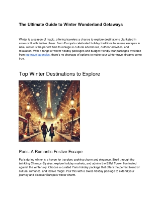The Ultimate Guide to Winter Wonderland Getaways