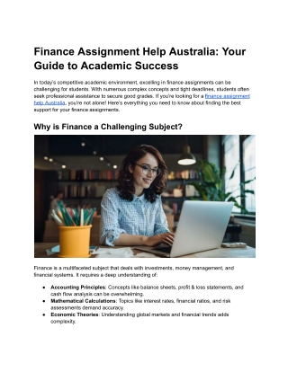 Finance Assignment Help Australia_ Your Guide to Academic Success