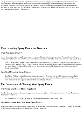 What is the Best Cleaner for Your Epoxy Floors? Find Out Here!
