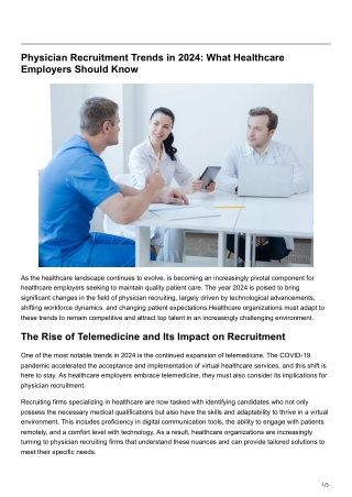 Physician Recruitment Trends in 2024 What Healthcare Employers Should Know
