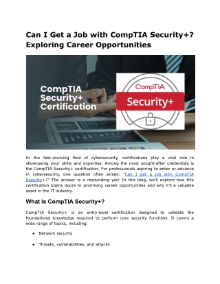 Can I Get a Job with CompTIA Security