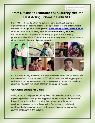 Best Acting School in Delhi NCR