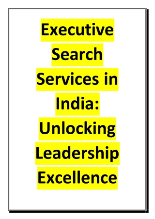 Executive Search Services in India - Unlocking Leadership Excellence