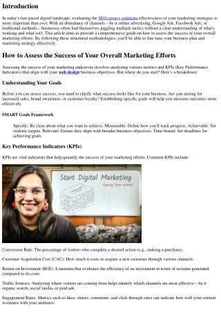 “How to Assess the Success of Your Overall Marketing Efforts”