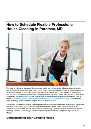 How to Schedule Flexible Professional House Cleaning in Potomac MD