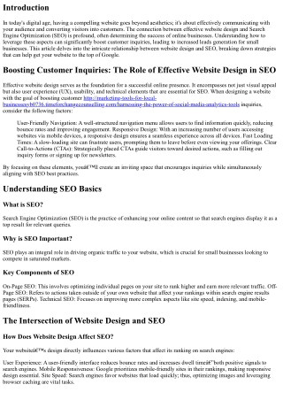 Boosting Customer Inquiries: The Role of Effective Website Design in SEO