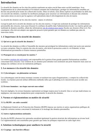 La sécurité des données sur les sites des mairies : enjeux et solutions