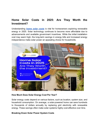 Home Solar Costs in 2025