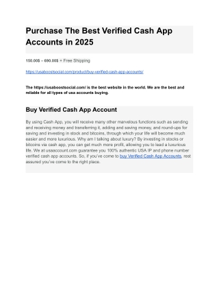 Purchase The Best Verified Cash App Accounts in 2025