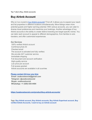 Top 7 site to Buy, Airbnb accounts