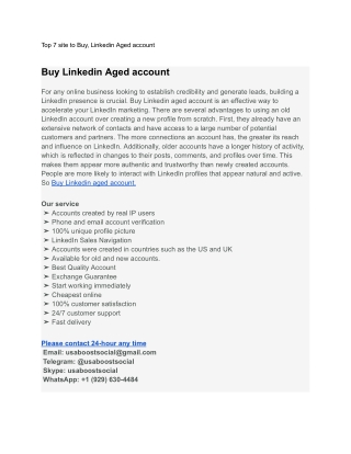 Top 7 site to Buy, Linkedin Aged account