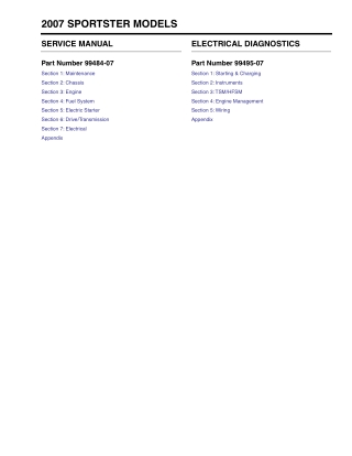 2007 Harley Davidson Sportster Service Repair Manual Instant Download